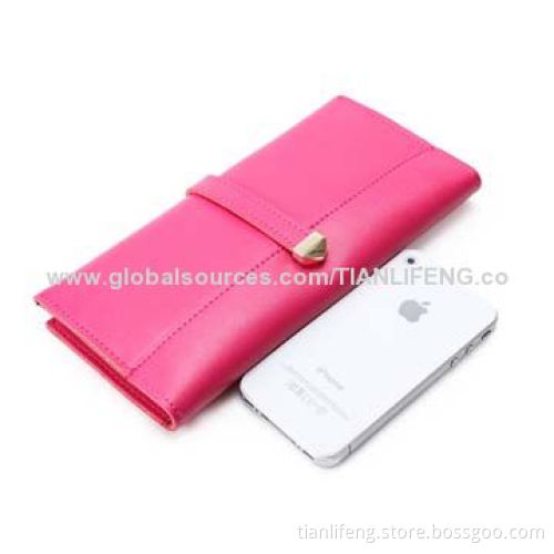 Women's leather wallet, long section, slim